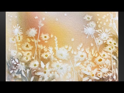 Reverse Stenciling Luminous Flowers in WATERCOLOR - 316