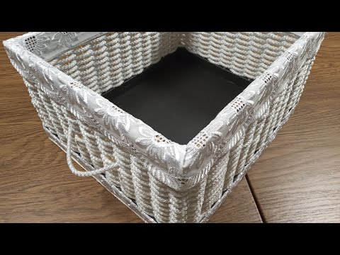 Интерьерная корзина из бельевой веревки - для хранения мелочей