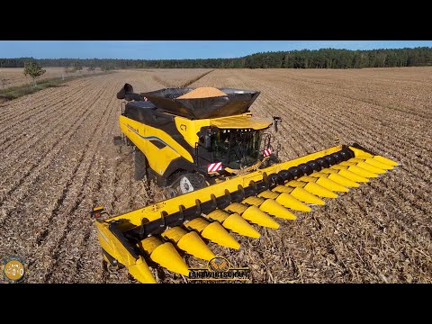 Körnermais Dreschen mit dem Größten Mähdrescher der Welt NEW HOLLAND CR11 Maisernte 20T L Korntank