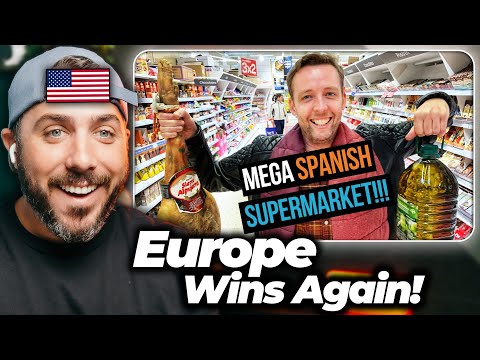 American Reacts to a MASSIVE Spanish Supermarket 🇪🇸