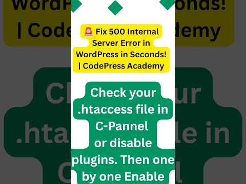 🚨 Fix 500 Internal Server Error in WordPress in Seconds! | CodePress Academy #ytshorts #shorts