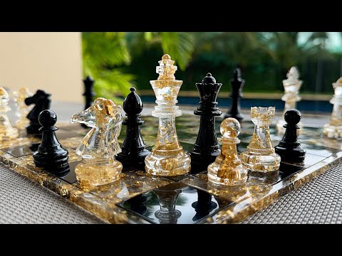 Resin Art Tutorial! Golden EPOXY CHESS. DIY chess.