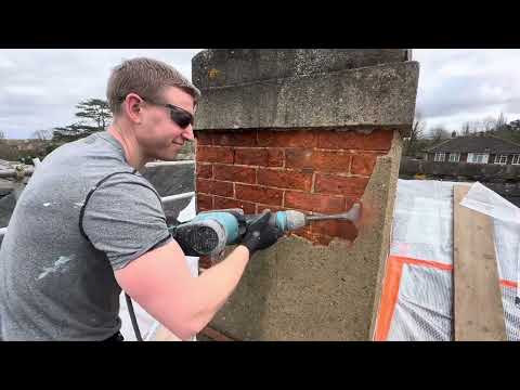 Damaged chimney stack rendering and crown replacement.