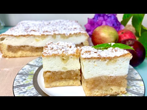 ЯБЛУЧНИЙ ПИРІГ. Яблучний пляцок на пісочному тісті з суфле