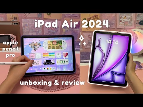 NEW iPad Air 2024 Unboxing & Review 💜| Apple Pencil Pro + accessories, iPad Air M2