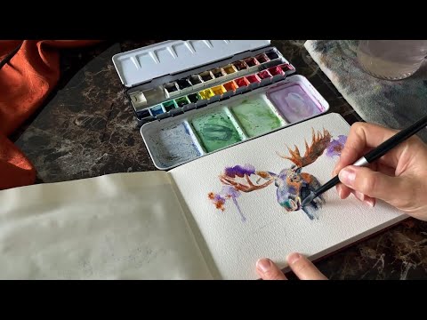 Watercolor Painting of a Moose