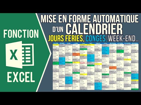EXCEL - CALENDRIER AUTOMATIQUE (Planning des congés, jours fériés, week-end et date du jour)