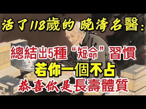 活了118歲的晚清名醫：總結出5種“短命”習慣，若你一個不占，恭喜你是長壽體質|養生|健康人生|老年健康|打坐冥想|道家|佛教 |修心修行|禪悟人生 |南無阿彌陀佛|談佛道安