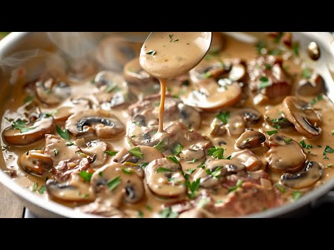 Incredibly delicious creamy beef with mushrooms in 15 minutes! The simplest recipe for dinner!