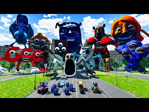 ALL MONSTERS Big & Small Cars with OPILA BIRD MONSTER & CAR EATER & ALPHABET LORE _ BeamNG.drive