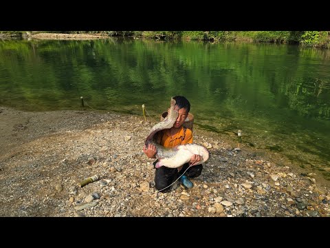 fishing ancient fishing techniques,fishing with worms Highland boy Khai catches catfish for sale