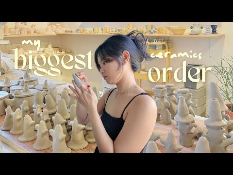 a week in my ceramics life 𖤓 sculpting 60 clay pieces in 6 days 🐈‍⬛