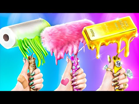 One Color Beauty Makeover Challenge | Rich vs Poor vs Gigantic Rich Girls! *Amazing Crafts, Hilar...