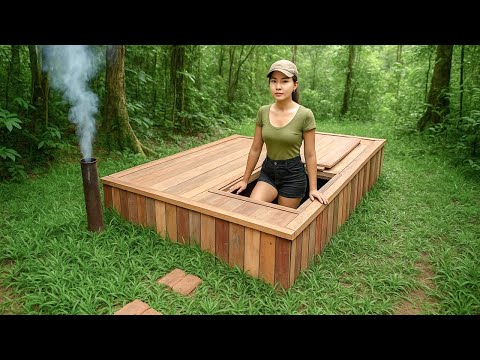 Building A Warm Underground Wooden House In 32 Days | Off Grid Log Cabin, Nature ASMR