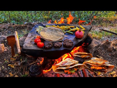 Crispy Lavash Burger on Hot Stone + Mocha Latte! 🔥🥩☕