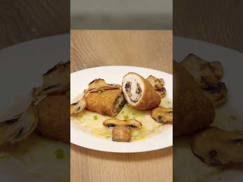 Better than Chicken Kiev? 🤤 Stuffed Mushroom Rolls 🍗 #shorts