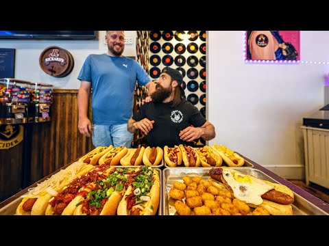 THE BEST HOT DOG CHALLENGE I'VE EVER DONE...BREAK THE HOUSE RECORD AND IT'S FREE! | BeardMeatsFood