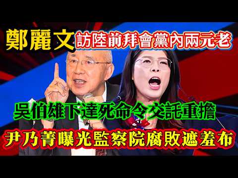 鄭麗文訪陸前拜會黨內兩元老，吳伯雄下達死命令交托重擔，尹乃菁曝光監察院腐敗遮羞布，怒撕總統府責任轉嫁書！#鄭麗文