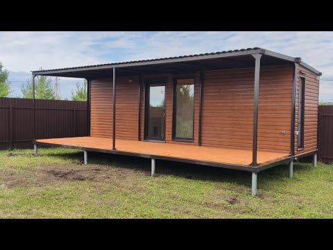 Баня с верандой Дачный домик Люкс вагончик бытовка блок контейнер металлический 8 метровый