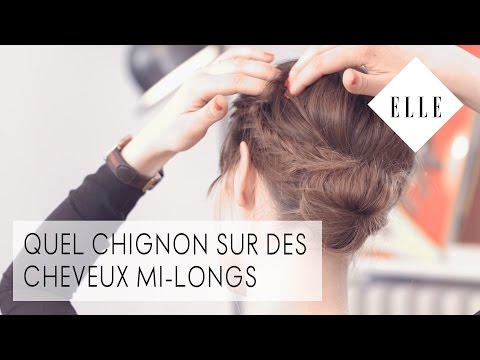 Quel chignon sur des cheveux mi-longs┃ELLE Coiffure