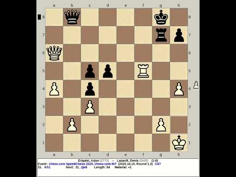 Erigaisi, Arjun vs Lazavik, Denis | SpeedChess 2025, chess com INT R1 3
