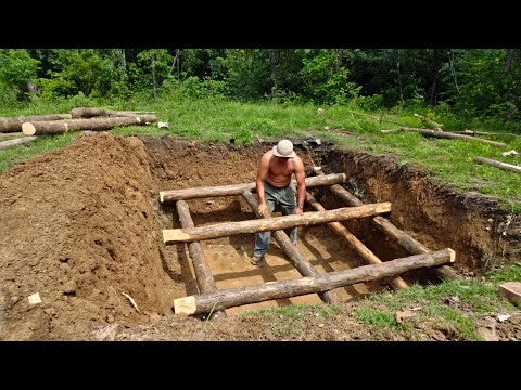 Building an Underground House from Wood and Stone – Full Process