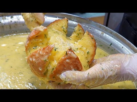 육쪽마늘빵 Six-sided Cream Garlic Bread - Korean Street Food