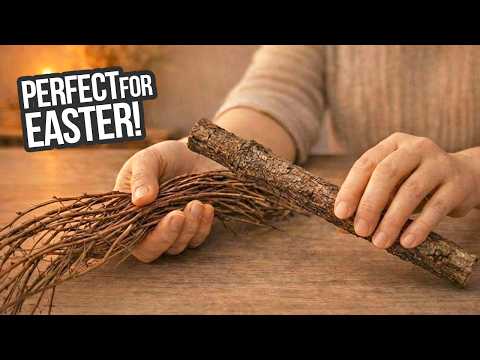 I took a grapevine and a cherry branch, the result is fantastic! Easter decor in a natural style