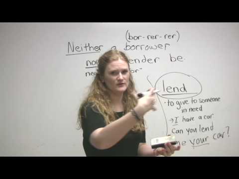 Vocabulary - Borrow, Lend, Rent, Use