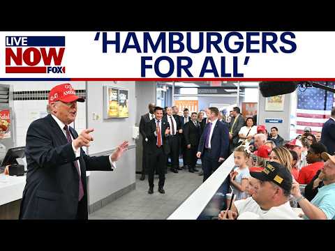 WATCH: Trump stops at Texas Whataburger, orders 'hamburgers for all'