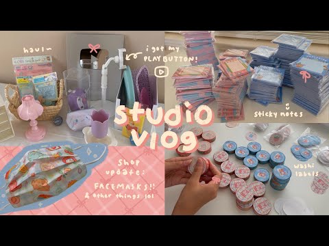studio vlog 013 🍧 unboxing face masks & sticky notes, packing orders asmr, & aesthetic haul