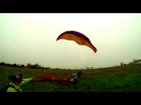 работа с крылом параплана. динамик. крутой склон Кача(Севастополь)