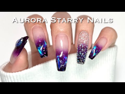 SUB)【gel nails】Aurora Starry Nails🌟🌃/NAIL Reserve/nail extensions/ASMR/DIY