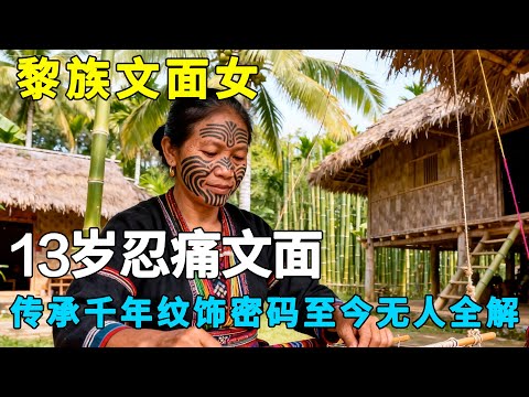 黎族文面女有多神秘？13 岁忍痛文面，纹饰密码至今无人全解，非遗谜团待解锁#文面女#黎族【中国少数民族】