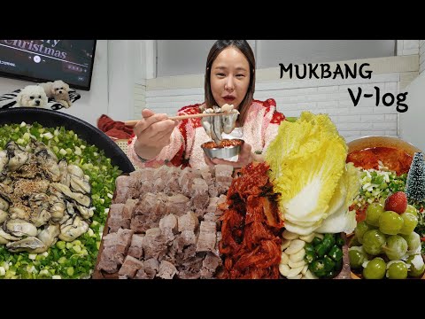 겨울제철 오동통 터질듯한 굴🦪 굴보쌈 굴솥밥 김장김치 탕후루트리 치즈트리 얼큰해장국 호빵버거 달고나 미리 솔로 크리스마스 먹방 realsound asmr mukbang