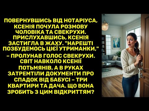 Повернувшись від нотаріуса, Ксенія почула розмову чоловіка та свекрухи. Прислухавшись, Ксенія