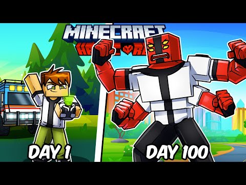 I Survived 100 Days as BEN 10 in Hardcore Minecraft!