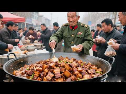 河北70岁退伍老兵路边卖大锅菜，10元管饱随便吃，做法独特头回见【好食勇哥】