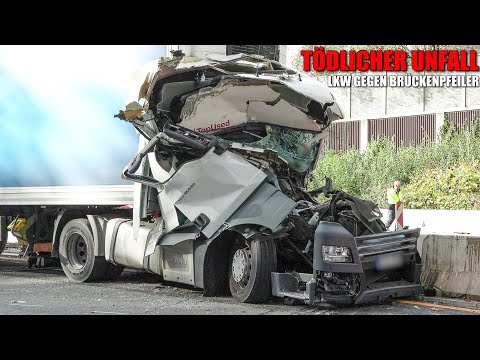 [HORRORUNFALL: LKW KRACHTE GEGEN BRÜCKENPFEILER!] - Fahrerkabine massiv zerstört ~ Komplette Bergung
