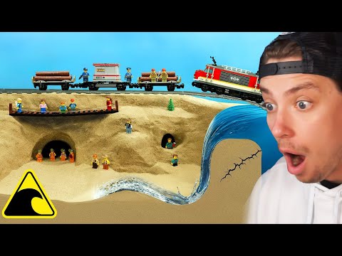 Reacting To TRAIN Vs TSUNAMI in Lego World
