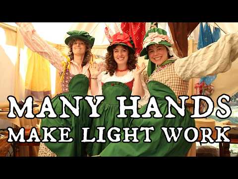 We made an 18th century dress while camping! (as hobbits)