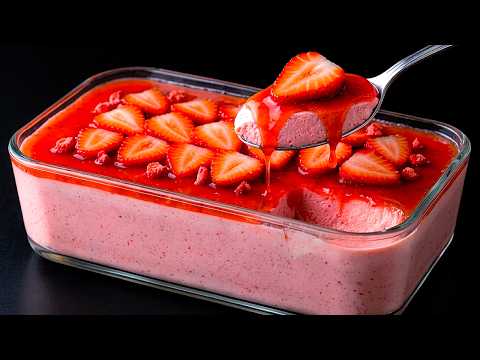 Just milk and strawberries! The most delicious Italian dessert in 5 minutes! No baking required!