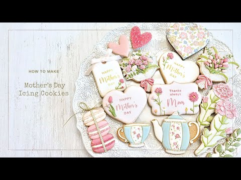 [Special icing cookies for Mother's Day] carnation and tulip bouquets, macarons and tea sets