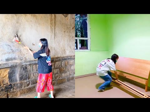 A single girl rents a dingy apartment and renovates it, eventually making it look brand new