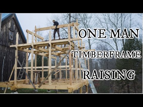 Raising our Japanese timber frame, no machines, just one mans hands, ASMR