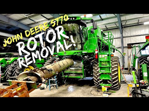 Major separator damage! Removing a rotor out of a John Deere S770 combine. (Part 1)