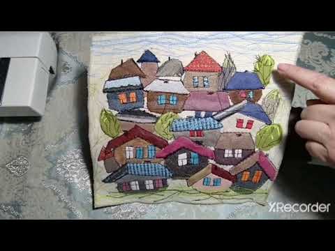 Текстильная картинка ЯРКИЙ ГОРОДОК из совсем крошечных лоскутов