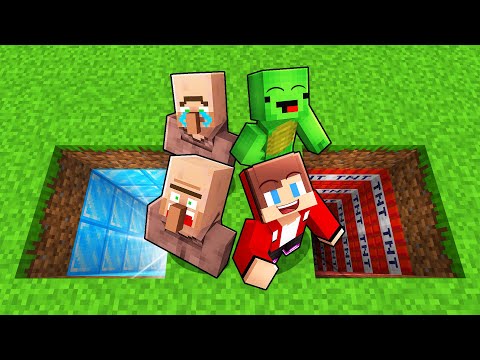 Mikey & JJ vs Villagers Choose the Right Hole in Minecraft (Maizen)