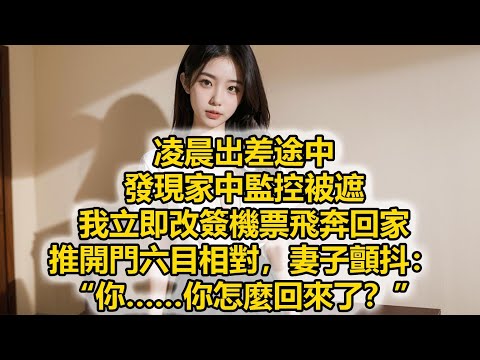 凌晨出差途中，發現家中監控被遮，我立即改簽機票飛奔回家，推開門六目相對，妻子顫抖：“你……你怎麼回來了？”