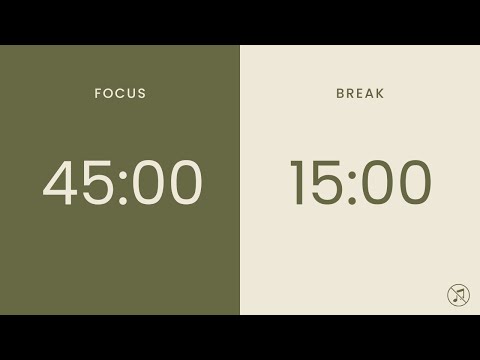 45/15 Pomodoro Timer | 4 x 45 min | Focus | Study | Reflection | Productivity